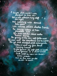 ... bright stars keats poetry keats poems john keats poetry quotes groovy