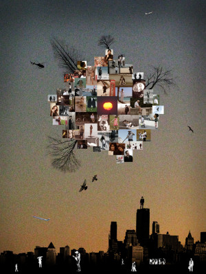 Young Sam Kim A World in the City digital print mixed media 2011