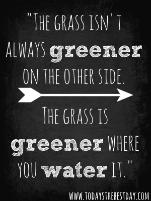 the grass isn't always greener on the other side. the grass is greener ...