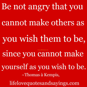 angry that you cannot make others as you wish them to be, since you ...
