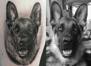 German Shepherd Portrait Dog Tattoo
