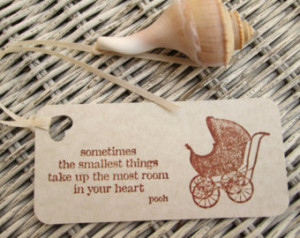 Baby Shower Tags Vintage Wicker Carriage and Pooh Quote (10)