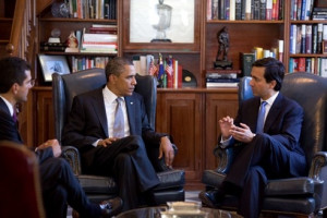 President Obama meeting Governor Fortuno and Rep Pedro Pierluisi
