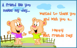Thank and wish a happy Best Friends Day to your friend with this ecard ...