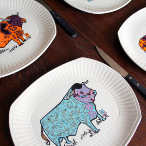 funky psychedelic cow print steak plates.Steak Plates, Cow Print, Cows ...