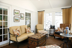 Interior view of beautifully remodeled resort style screened-in porch