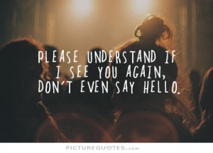 ... understand if i see you again, don't even say hello. Picture Quote #1