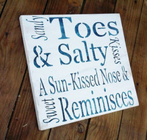 Beach Wedding Signs, Beach House Decor “Sandy Toes & Salty Kisses, a ...
