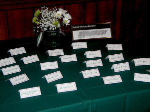 the second table with posters below left from our great senior play