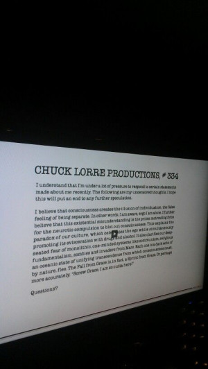 Chuck lorre productions on being alone