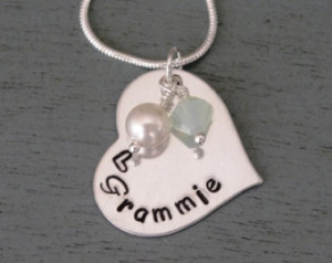 Grammie Necklace, Hand Stamped Grandma, Gift for Grandma, Grammie ...