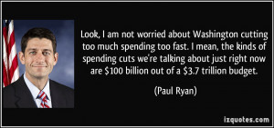 am not worried about Washington cutting too much spending too fast ...