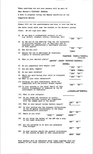 Hans Haacke Guggenheim Museum Visitors’ Profile (unrealised ...