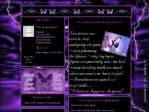 Purple Rain - Purple Butterfly Quotes MySpace Layout Preview