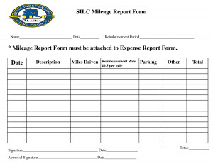 Mileage Report Form Template