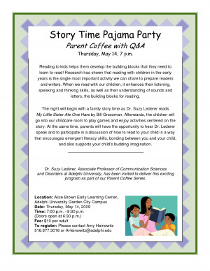 Story Time Pajama Party Flyer picture
