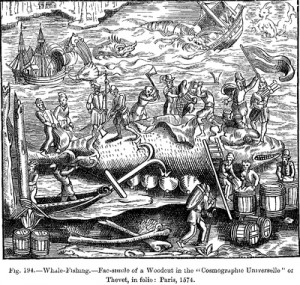 Whale-Fishing. Facsimile of a Woodcut in the 