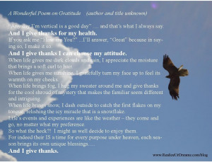 Wonderful Poem on Gratitude - author and title unknown