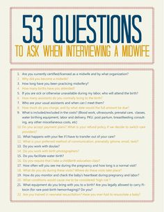 Schwangere & Schmiede: 53 Questions To Ask When Interviewing A Midwife