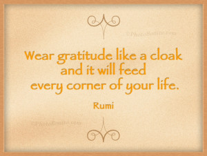 Wear gratitude like a cloak and it will feed every corner of your life ...