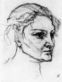 Alma Mahler beset by admirers (1913, chalk lithography)