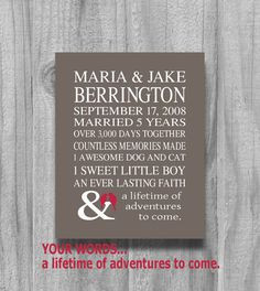 Personalized Anniversary Gift 5 or 10 Year Our Love Story Gift for ...