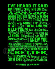 Song Lyrics - INSTANT DOWNLOAD Printable Wicked the Broadway Musical ...