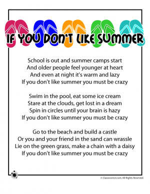 Like Summer – Classroom Jr. Poems Summer, Summer Kids, Kids Summer ...
