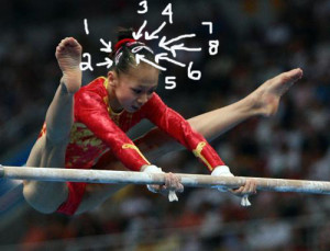 Chinese gymnast has 8 barrettes and a bun. Seriously. Image courtesy ...