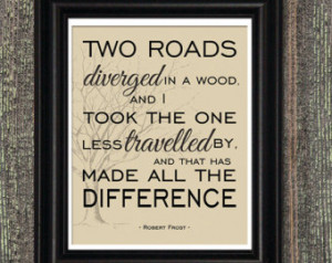 Travelled, Robert Frost Quote, Poetry Art Print, Inspirational Quote ...