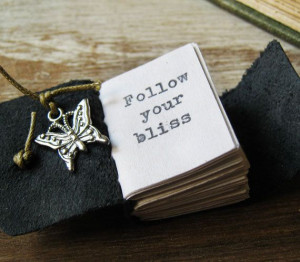 book necklace inspirational quote follow your bliss by akinto, $24.00