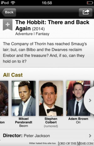 Was browsing imdb then suddenly Stephan Colbert in the hobbit?