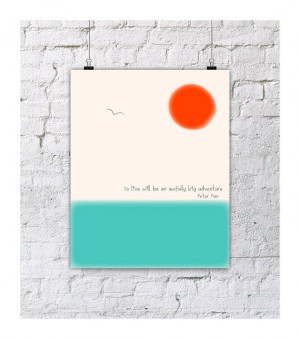 Peter Pan quote- Printable art- INSTANT DOWNLOAD- Teal and coral ...