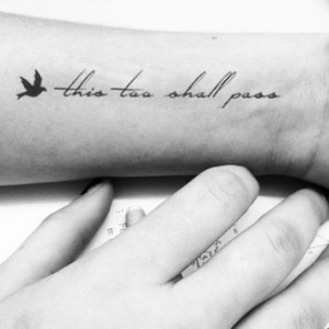 This Too Shall Pass quote with tiny bird temporary tattoo - InknArt ...