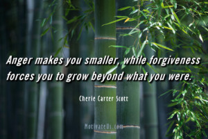 motivational picture of green bamboo with the quote: Anger makes you ...