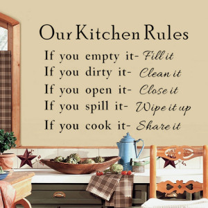 Elegant Words Our Kitchen Rules Quotes Wall Stickers Decal Mural Decor ...
