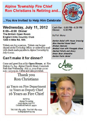 Alpine Township Fire Chief Ron Christians' Retirement Celebration