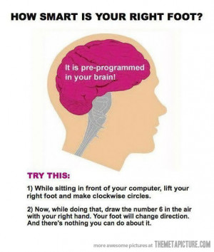 funny brain trick right foot six