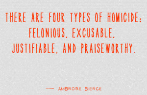 There are four types of homicide: felonious, excusable, justifiable ...