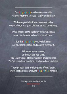 Nanny / Babysitter thank you poem - Fingerprints - on chalkboard ...