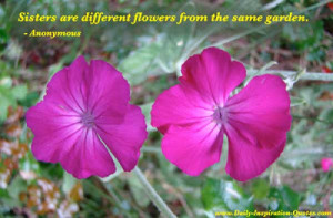 Sisters are different flowers from the same garden.