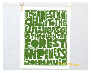 JOHN MUIR Quote, Inspirational Quote, Typographic Print, Woodland ...