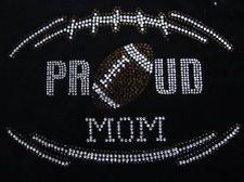 Proud Football mom - Rhinestone iron on Hot fix - Bling Transfer - DIY ...