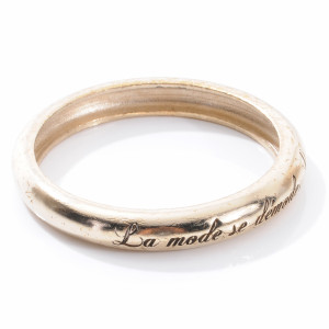 CHANEL Metal French Quote Bracelet Bangle Gold