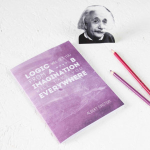 Einstein Inspirational Quote Purple Notebook Famous Scientist Plain ...