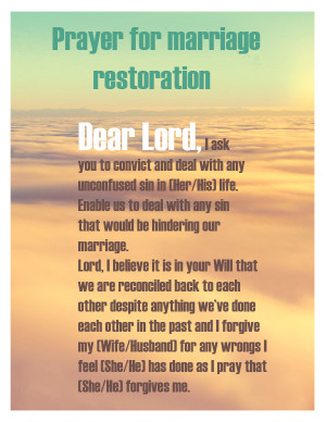 Prayer for marriage restoration