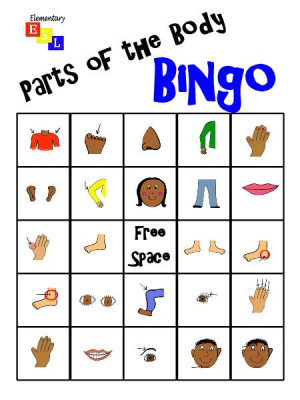 Body Parts Vocabulary Bingo