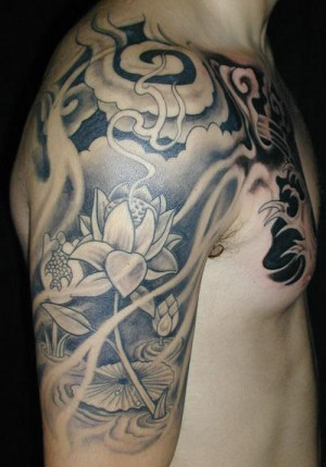 An Example of a Black-Inked Half Sleeve Tattoo for Men