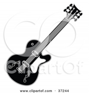 37244-Clipart-Illustration-Of-A-Black-And-White-Guitar.jpg