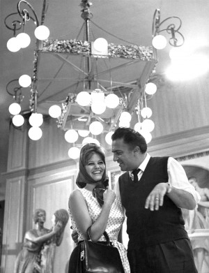 Claudia Cardinale and Federico Fellini during the production of ...